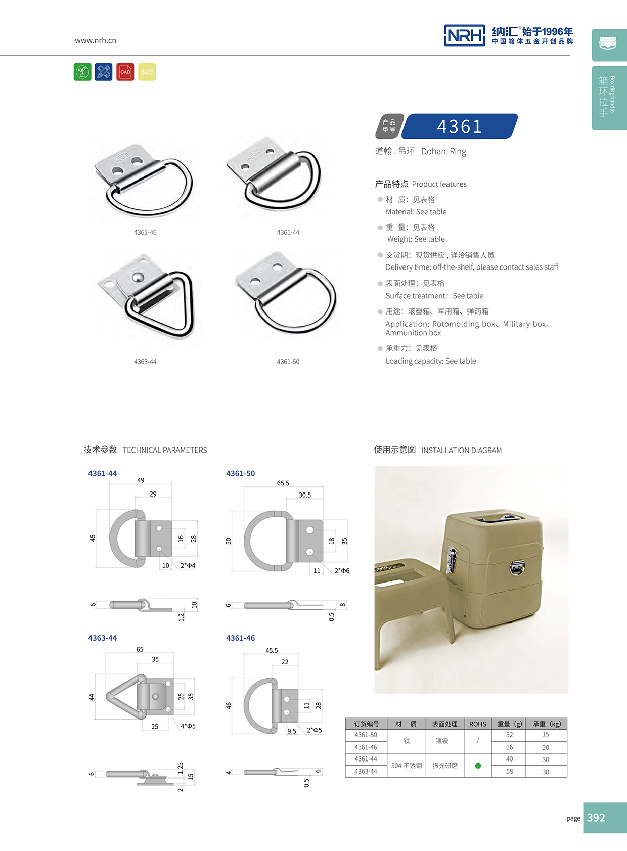 猪猪视频APP下载链接/NRH 滚塑箱吊环 4363-44
